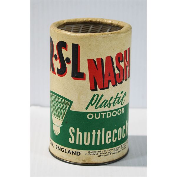 VINT. BADMINTON R.S.L NASH SHUTTLECOCKS & TIN
