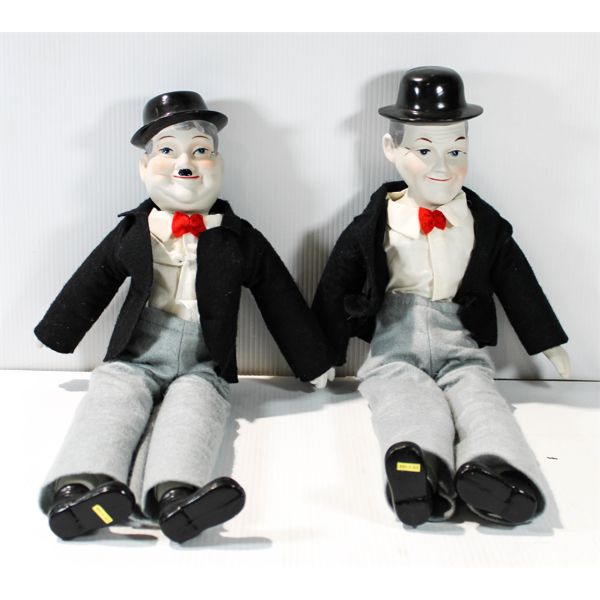 VINT. LAUREL & HARDY PORCELAIN DOLL FIGURES