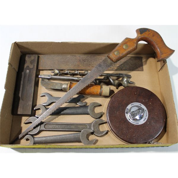 ASSORTED VINTAGE HAND TOOLS AND BITS