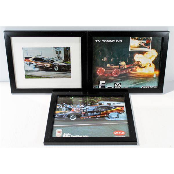 THREE FRAMED DRAG RACING THEMED WALL ART