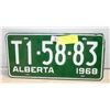 Image 1 : 1968 ALBERTA PLATE