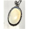 Image 1 : 5)  LARGE OVAL NATURAL OPALINE PENDANT W/SILVER TO