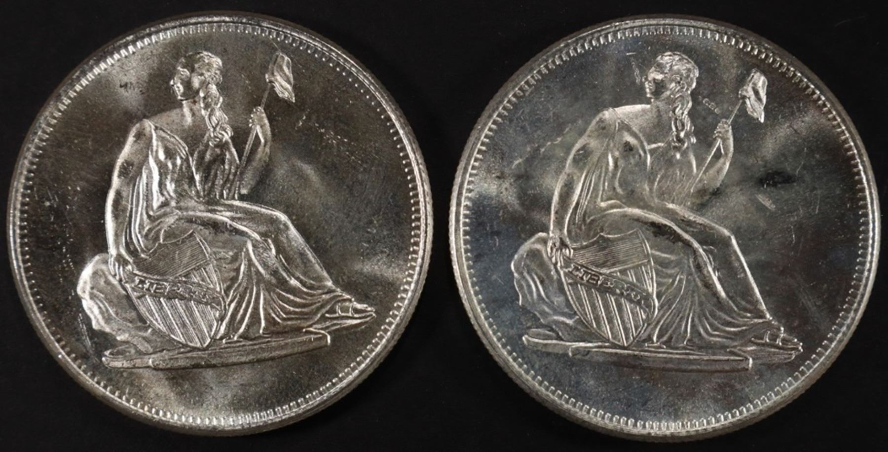 Disine Rounds (2) 1 OZ .999 SILVER SEATED LIBERTY DESIGN ROUNDS