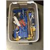 Image 2 : TOTE WITH ASSORTED NEW LONG HANDLED SCREWDRIVES, FILES AND HAND TOOLS