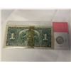 Image 2 : RARE 1937 $1 BILL - GEORGE V PLUS 1937 SILVER 25 CENT (.800)