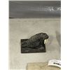 Image 2 : CAST IRON TAPE DISPENSER, CAST IRON BASE, VINTAGE RULER IN CASE, AND WALRUS FIGURE BY WOLF ORIGINALS