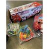 Image 2 : TOY FIRE TRUCK, FIREMAN BACKPACK WATER BLASTER, AND 2 BATHTOY SETS