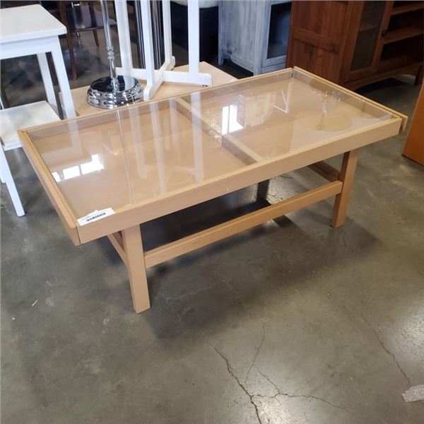 Shadow Box Style Table SHADOW BOX STYLE COFFEE TABLE W/ GLASS TOP