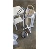 Image 2 : 2 WHITE END TABLES, WHITE BASKET, AND FLOOR TOWEL HOLDER