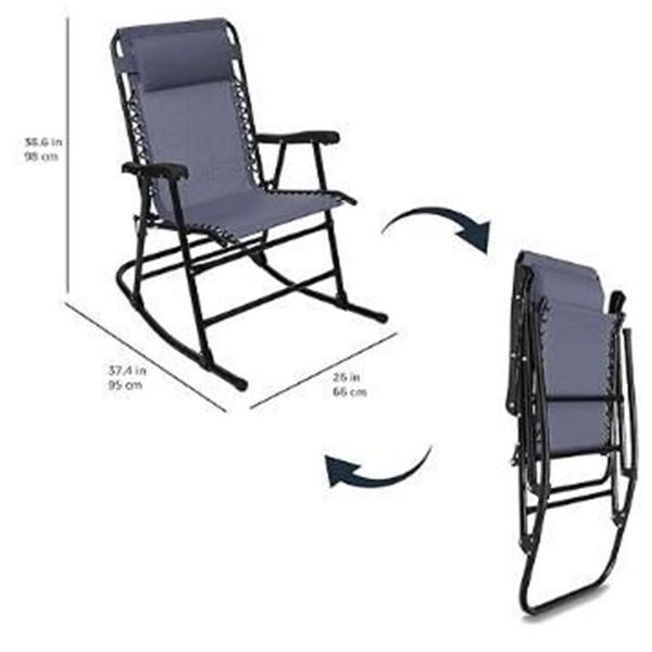 BRAND NEW NAVY FOLDABLE ROCKING CHAIR WITH CANOPY, WITH NECK PILLOW AND ...