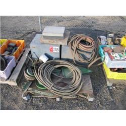 Pallet of Parts Bins, Hydraulic Valve & Hose