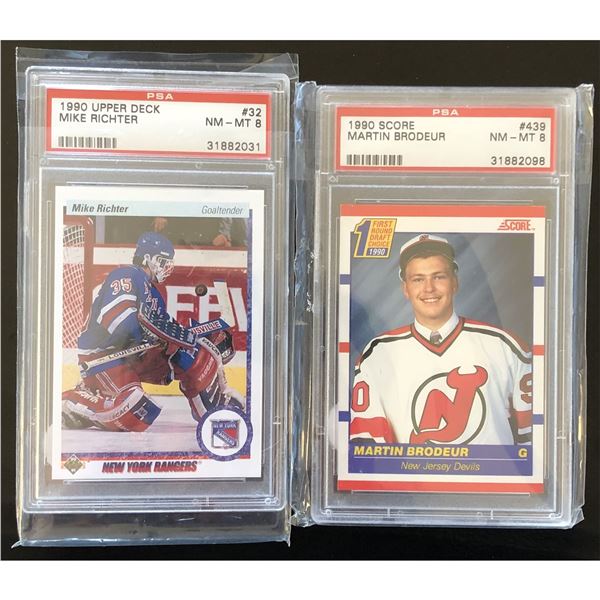 1990 Mike Richter PSA NM-MT 8 & 1990 Martin Brodeur PSA NM-MT 8