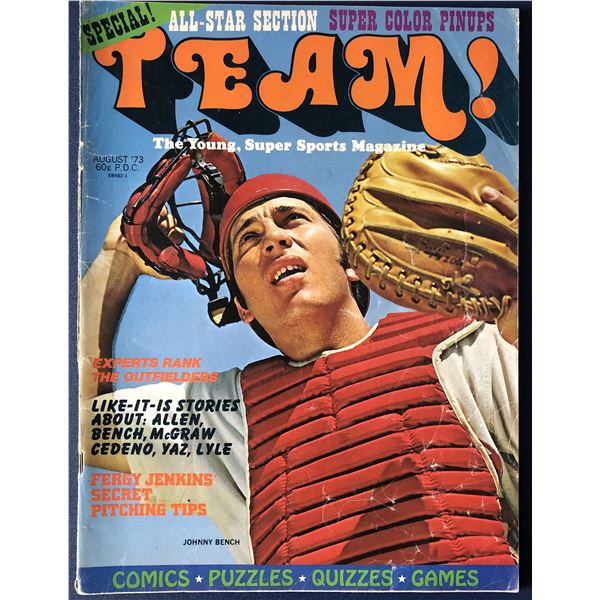 August 1973 TEAM! Magazine - Johnny Bench cover (HOF)