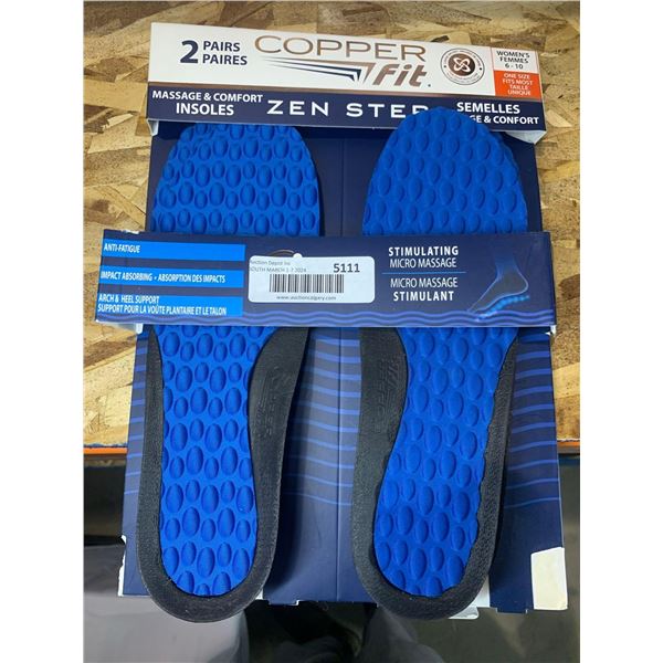 2 Pairs Copper Fit Zen Step Insoles Womens 6-10