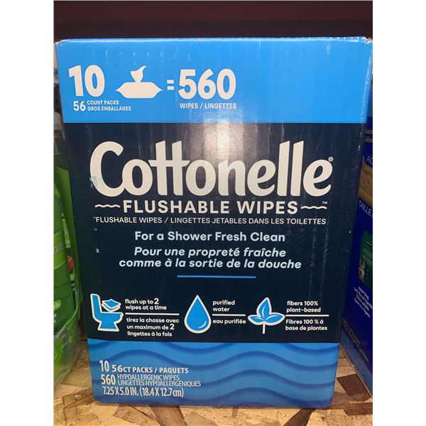 Cottenelle flushable wipes 10 x 56ct pack