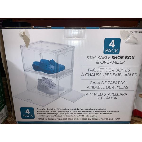4 pack Stackable Shoe Box & Organizer