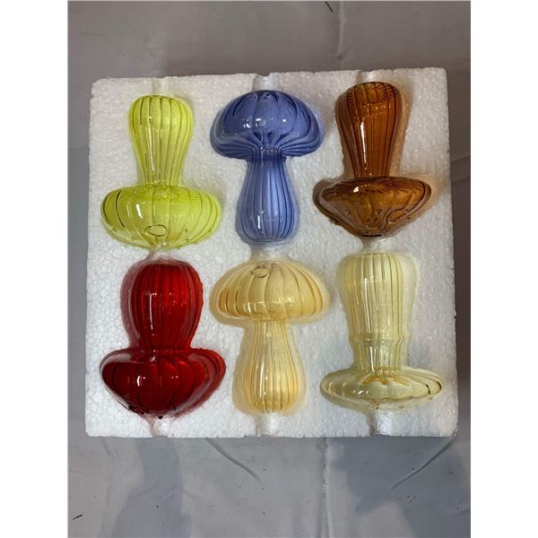 Colored Glass Bud Vases Set of 6 Mini Mushroom Terrarium Hydroponics Plants Propagation Station for 