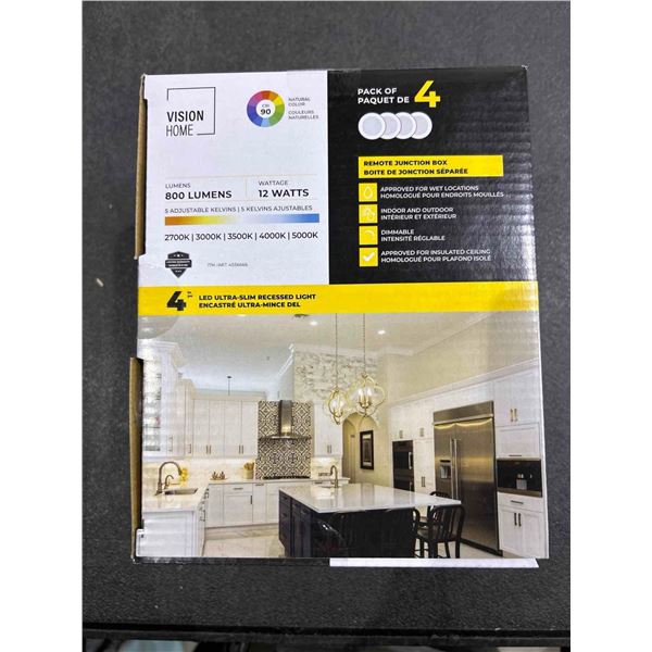 Vision home 4 pack of LED ultra slim recessed lights