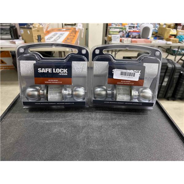 Weiser safe lock keyed entry door knob, lot of 2