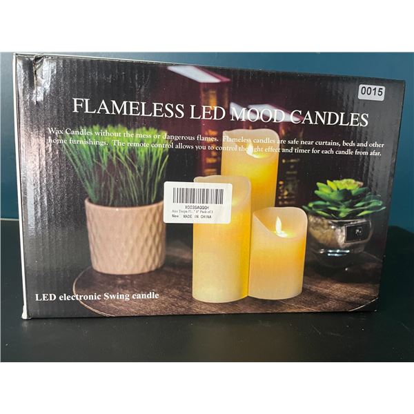 Lot of 1 Box of LED Flameless Mood Candles w/ Remote Control - 3 Candles Included - Brand New!