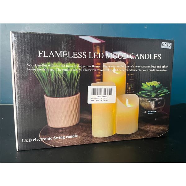 Lot of 1 Box of LED Flameless Mood Candles w/ Remote Control - 3 Candles Included - Brand New!