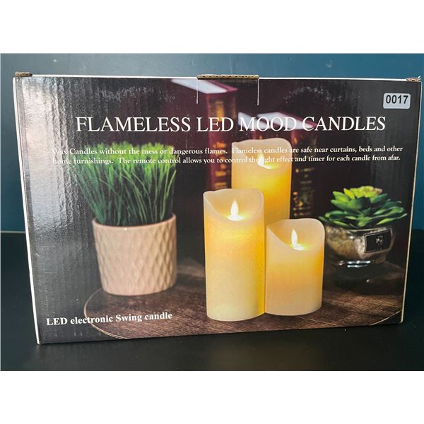 Lot of 1 Box of LED Flameless Mood Candles w/ Remote Control - 3 Candles Included - Brand New!