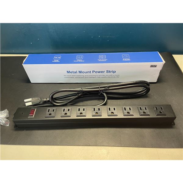 Lot of 1 Metal Mount 8-Outlet Power Strip Surge Protector w/ 6FT Cord - Brand New!