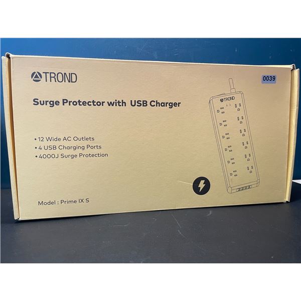 Lot of 1 Trond Prime Power Bar/Surge Protector with 12 Outlets & 4 USB Ports - Brand New!