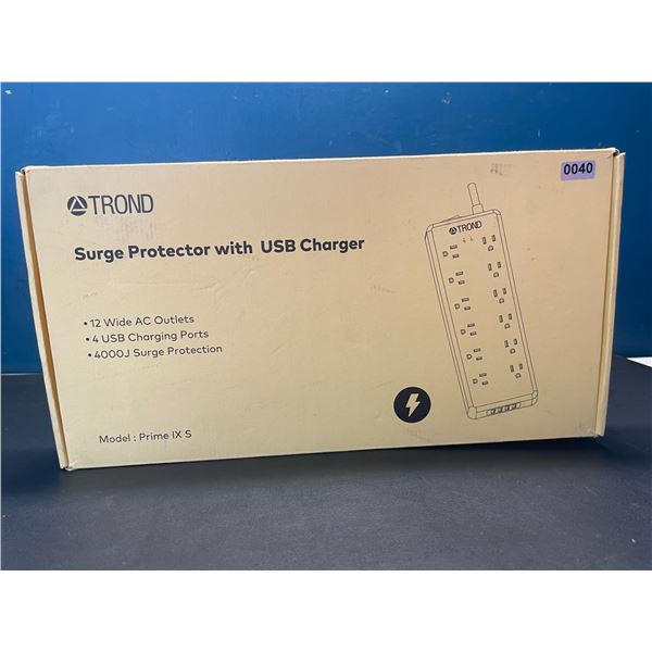 Lot of 1 Trond Prime Power Bar/Surge Protector with 12 Outlets & 4 USB Ports - Brand New!