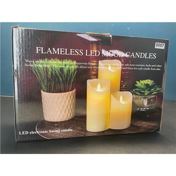 Lot of 1 Box of LED Flameless Mood Candles w/ Remote Control - 3 Candles Included - Brand New!