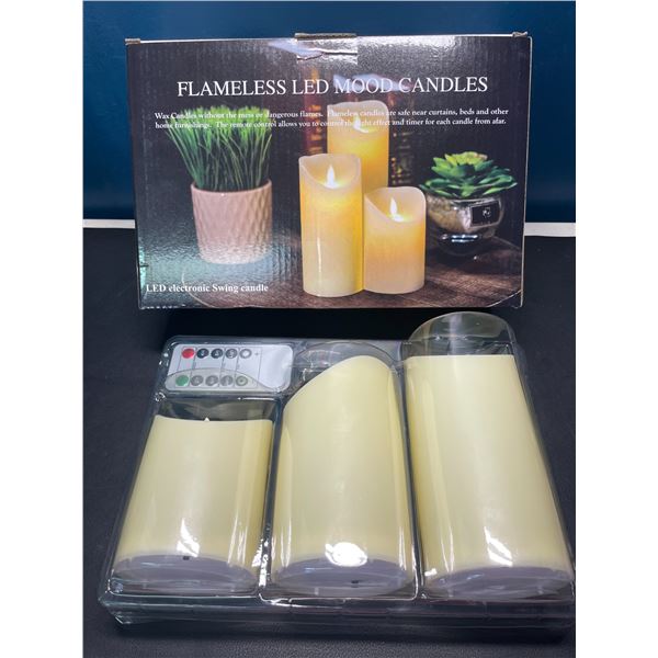 Lot of 1 Box of LED Flameless Mood Candles w/ Remote Control - 3 Candles Included - Brand New!