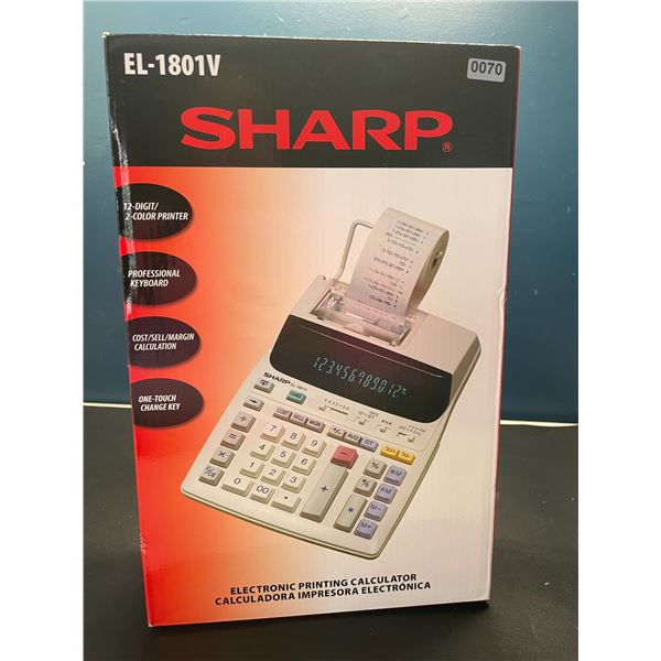 Lot of 1 SHARP EL-1801V Two-Color 12-Digit Electronic Printing Calculator - Brand New!