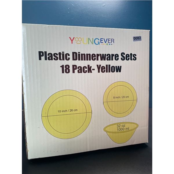 Lot of 1 Plastic Dinnerware Set - 18 PCS - Yellow