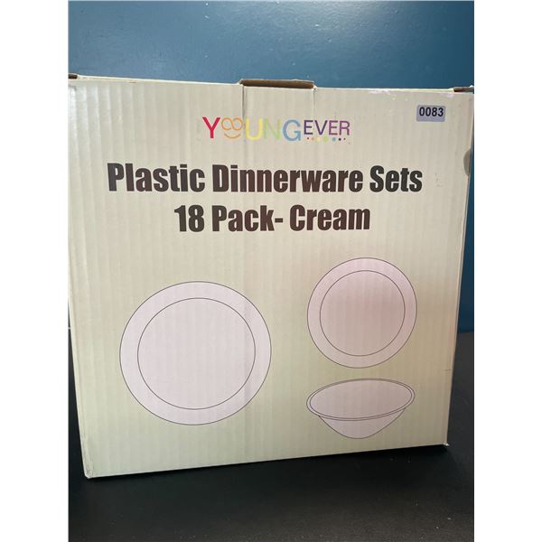 Lot of 1 Plastic Dinnerware Set - 18 PCS - Cream