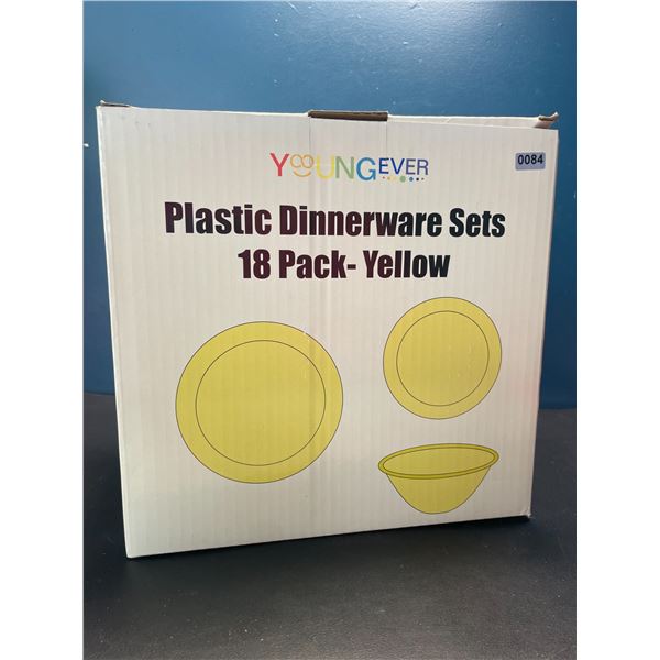 Lot of 1 Plastic Dinnerware Set - 18 PCS - Yellow