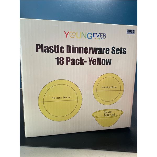 Lot of 1 Plastic Dinnerware Set - 18 PCS - Yellow