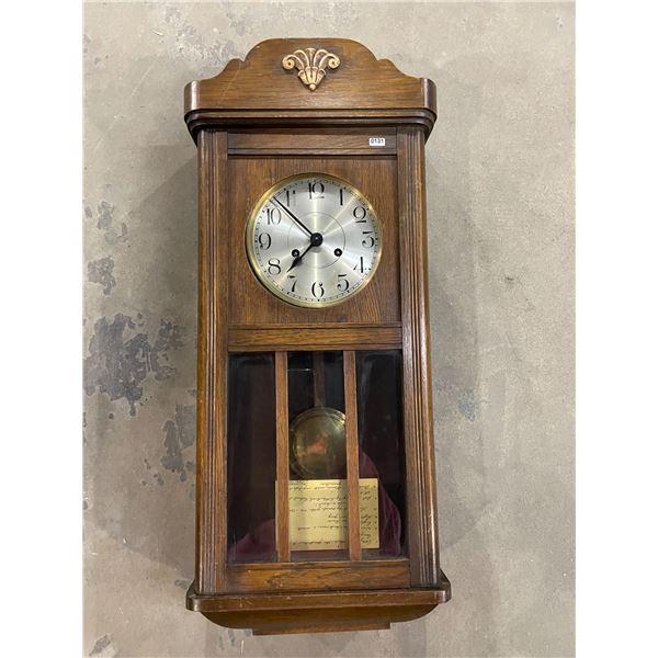 Lot of 1 Vintage Wooden Pendulum Clock - Used