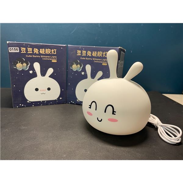 Lot of 2 Cute Bunny Silicone Night Lights - Rechargeable