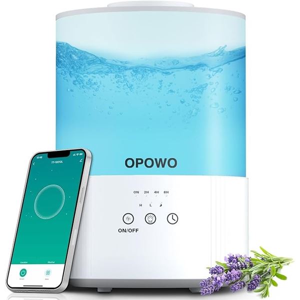 Lot of 1 Opowo 2.5L Cool Mist Humidifier/Diffuser w/ Smart App Control & Night Lights - Brand New!