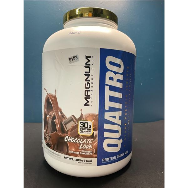 Lot of 1 Tub of Magnum Quattro Protein Drink Mix - Chocolate Love - Large 4LB Tub