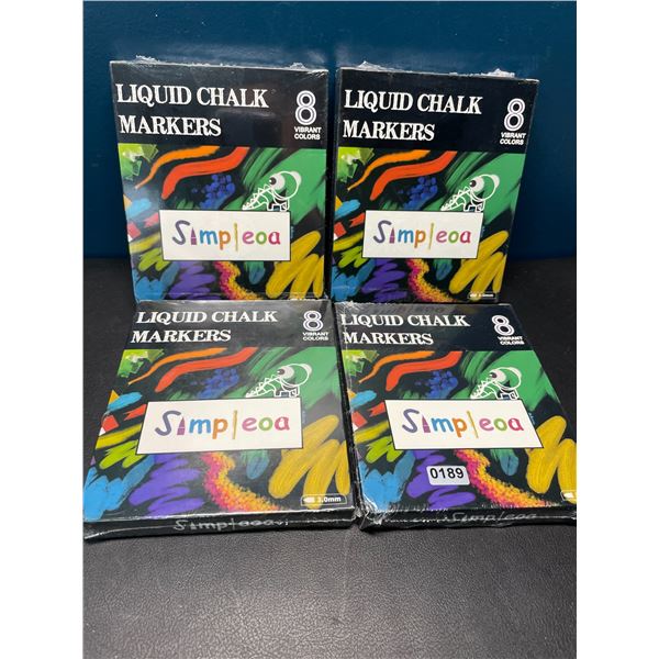 Lot of 4 Multi-Packs of Liquid Chalk Markers - 8 Vibrant Colors Per Pack