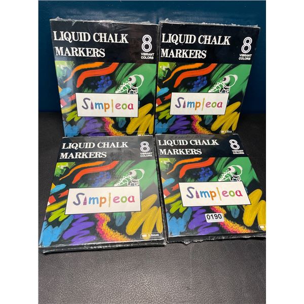 Lot of 4 Multi-Packs of Liquid Chalk Markers - 8 Vibrant Colors Per Pack