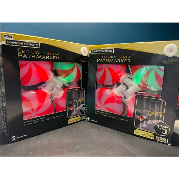 Lot of 2 Multi-Packs of LED Lollipop Holiday Pathmarker Lights - Colour Changing - 5PCS Per Box