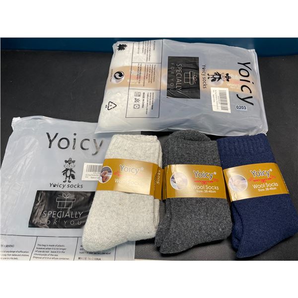 Lot of 2 Packs of Yoicy Men's Heavy Thick Wool Socks - 3 Pairs Per Pack/6 Total