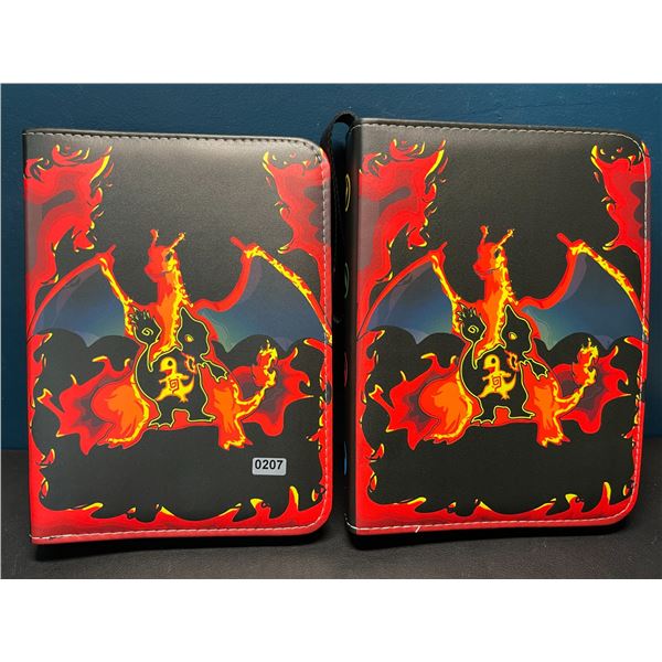 Lot of 2 Leather Pokemon Premium Card Binders - Charizard Design - Holds 400 Cards Each