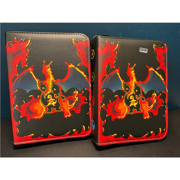 Lot of 2 Leather Pokemon Premium Card Binders - Charizard Design - Holds 400 Cards Each