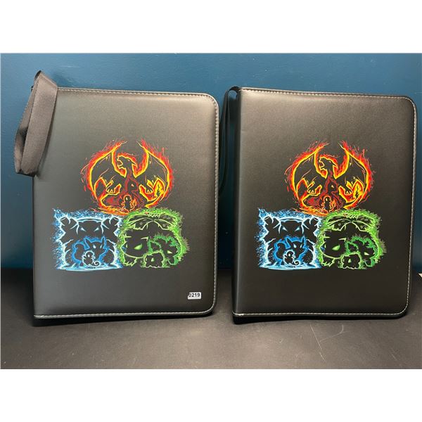 Lot of 2 Leather Pokemon Premium Card Binders - Holds 900 Cards per Binder (Large 12in Size Binders)
