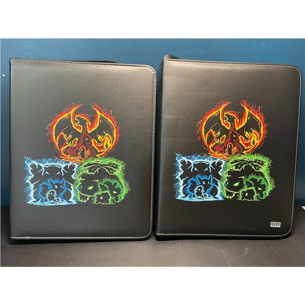 Lot of 2 Leather Pokemon Premium Card Binders - Holds 900 Cards per Binder (Large 12in Size Binders)