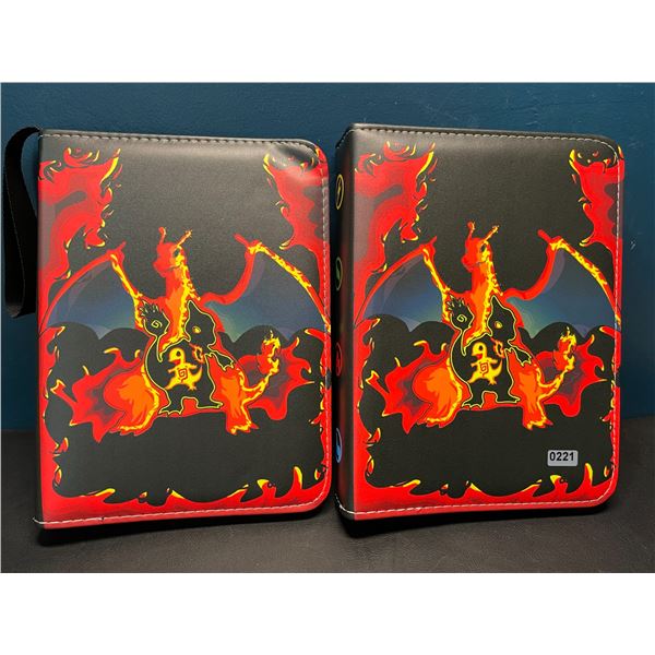 Lot of 2 Leather Pokemon Premium Card Binders - Charizard Design - Holds 400 Cards Each