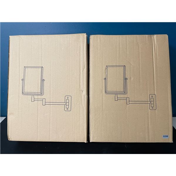 Lot of 2 Bathroom Wall Folding/Pull-Out Mirrors with 3X Magnification - Brand New!
